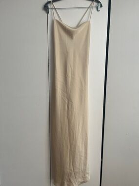 Zara Cream Satin Slip Dress with Tie Back